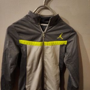 Jordan Boys grey and neon yellow zip up track jacket